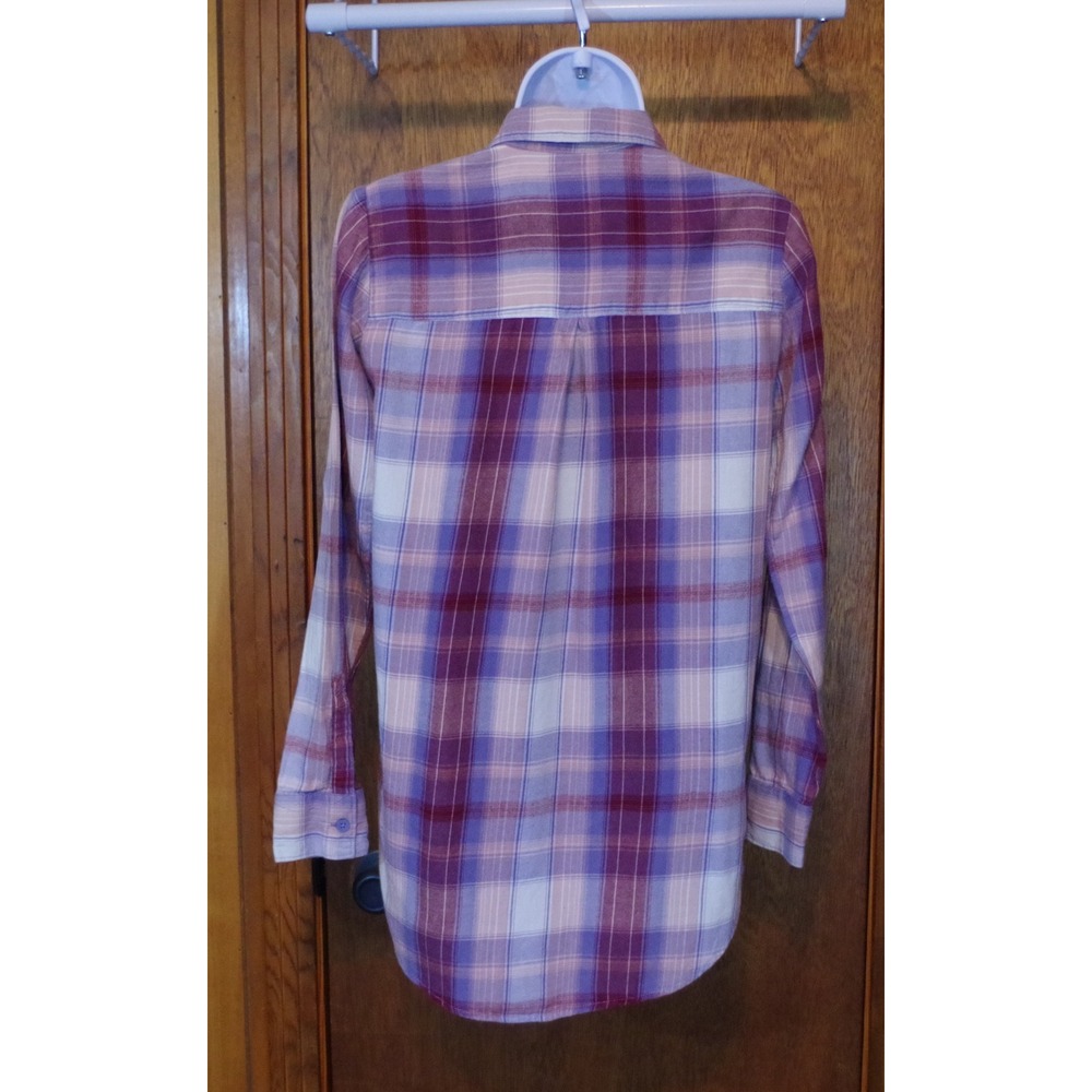 Mudd Women's XS Purple Plaid Flannel Button Down Shirt Long Sleeve Cotton - Picture 5 of 7